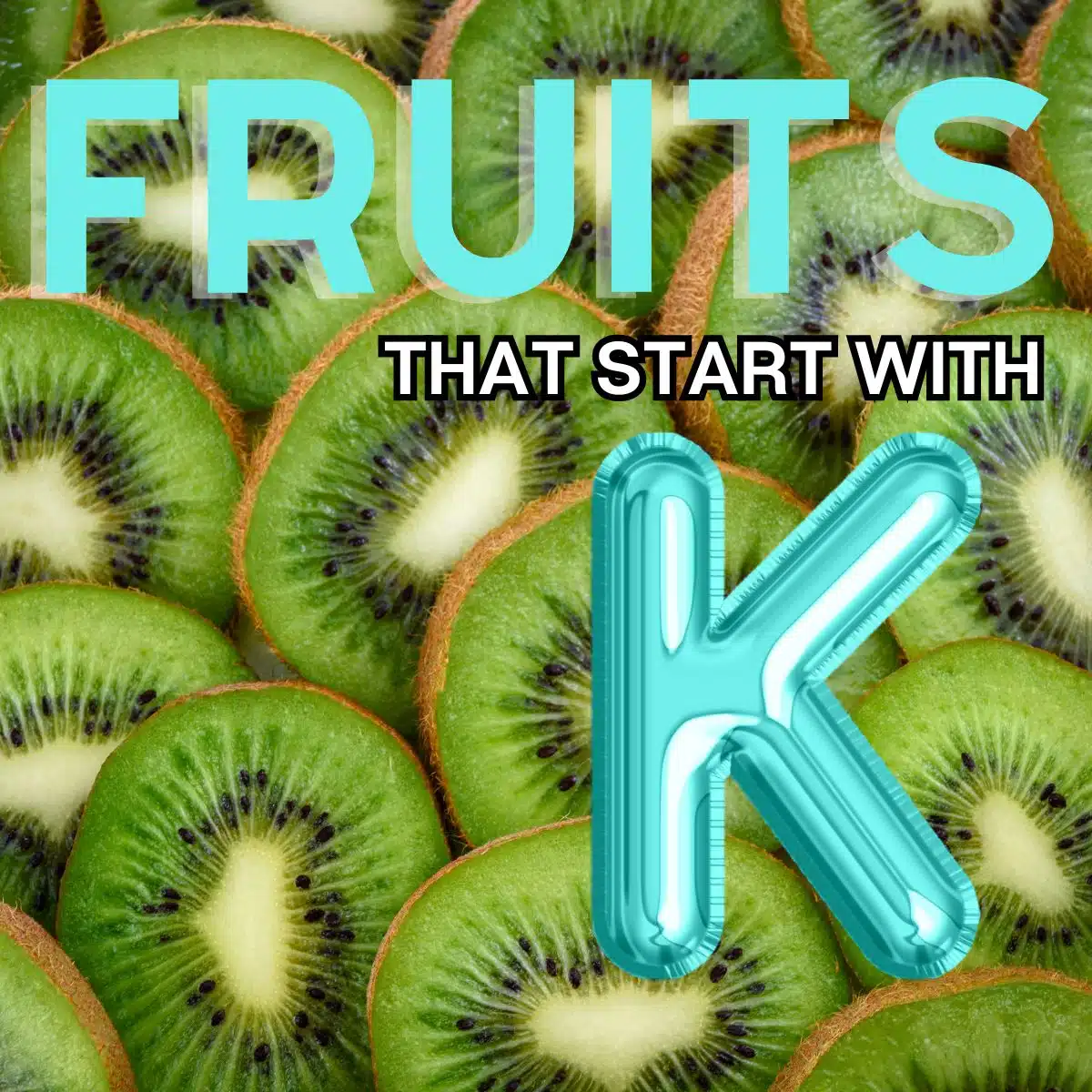 Vierkante afbeelding voor fruit dat begint met de letter K, met kiwi.