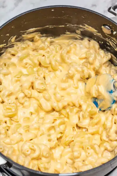 Prime rib macaroni and cheese process photo 10 mix until macaroni pasta is evenly coated with the cheese sauce.