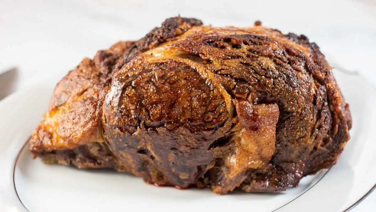 Wide image showing air fryer prime rib.