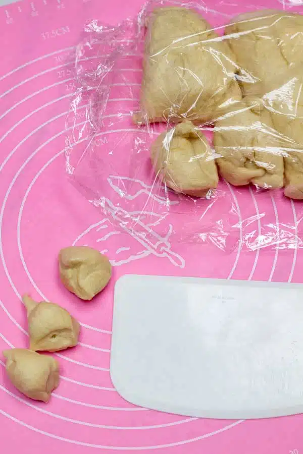 Process image showing dividing dough.