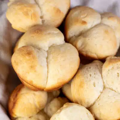 Square image of cloverleaf rolls.