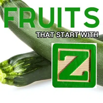 Square image for fruits that start with the letter z, featuring zucchini.