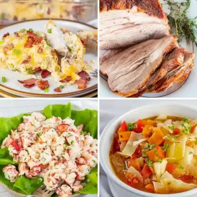 Best recipes to make in the month of January collage image featuring 4 great dishes for the new year.
