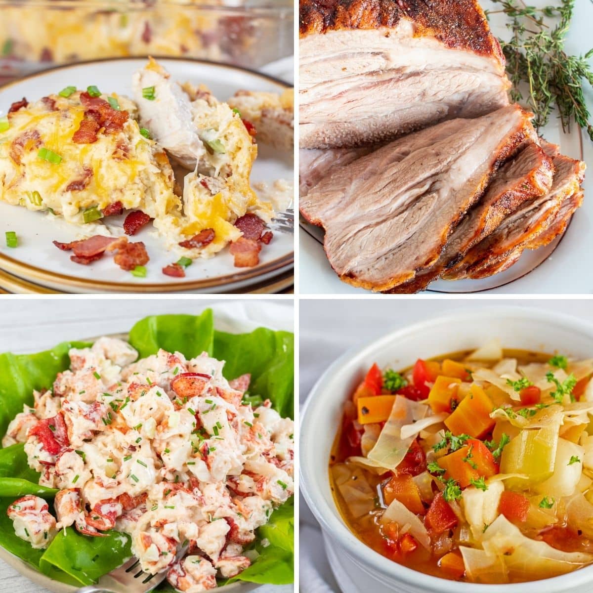 Meilleures recettes à préparer au mois de janvier, image de collage présentant 4 excellents plats pour la nouvelle année.