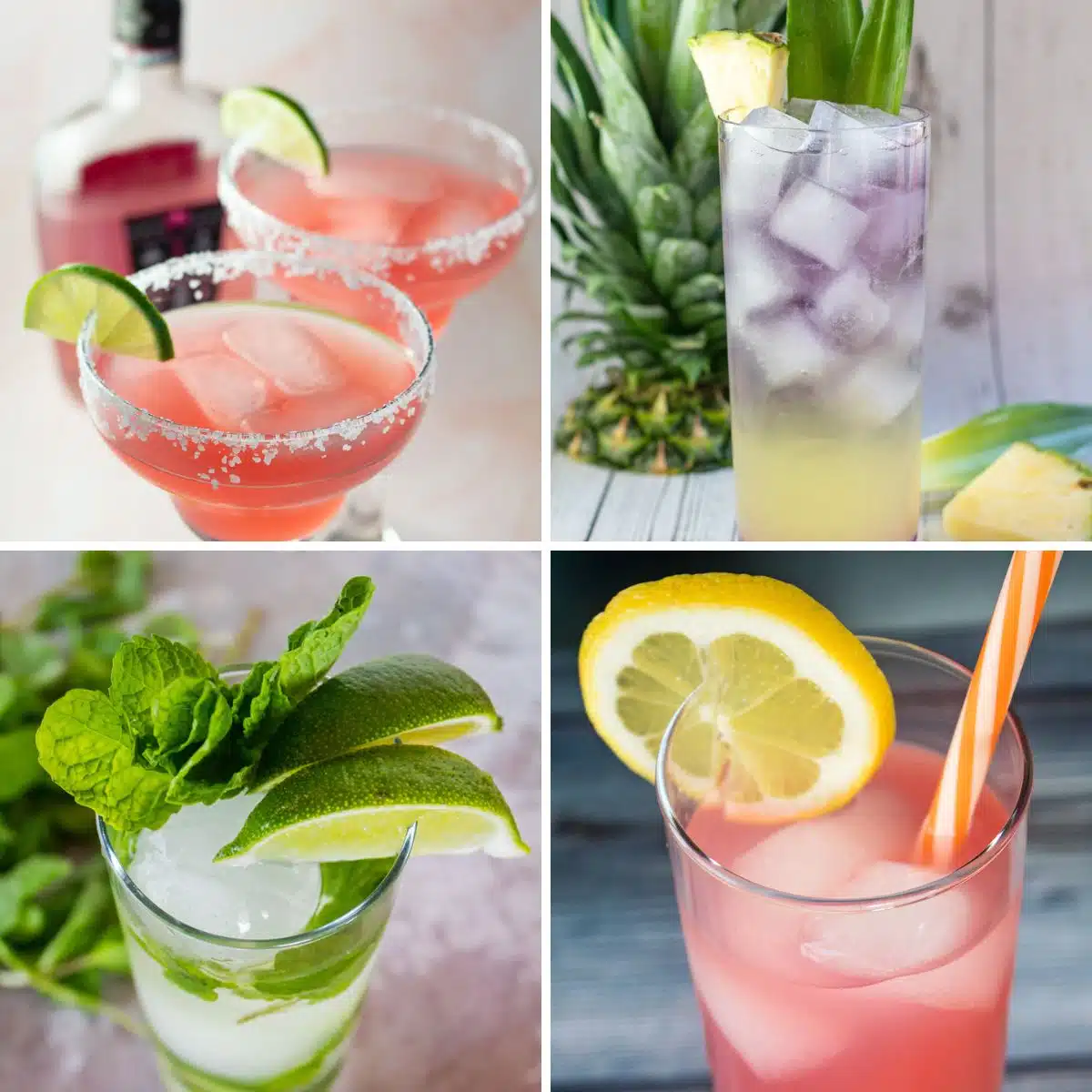 सर्वश्रेष्ठ वैलेंटाइन डे कॉकटेल कोलाज छवि जिसमें इस वर्ष बनाने के लिए चार स्वादिष्ट पेय शामिल हैं!