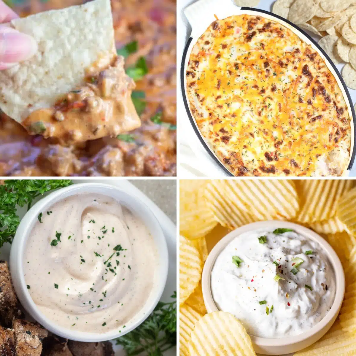 Best party dip recipes collection for any event featuring 4 easy dip recipes to serve hot or cold.