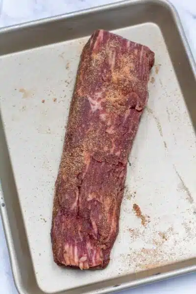 Process image 2 showing seasoned beef tenderloin.