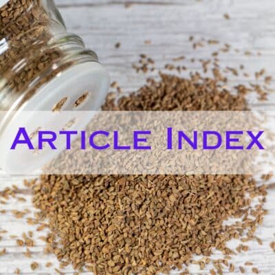 Article index image with spices and text overlay.