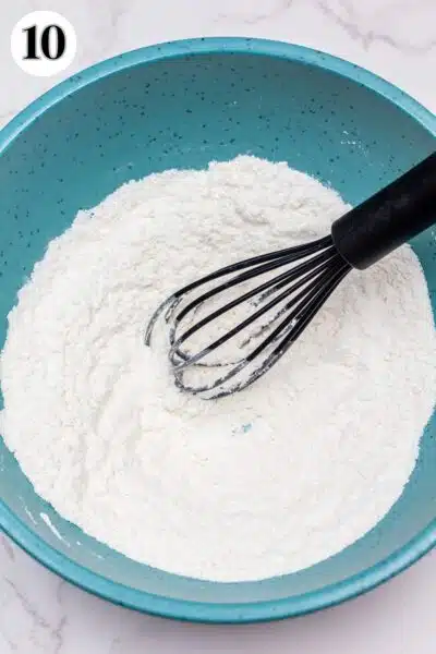 Turkey and dumplings soup process photo 10 whisk the salt into flour.