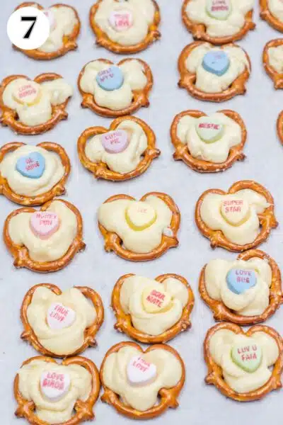 Valentine's Day pretzel hearts process photo 7 allow the hearts to set.