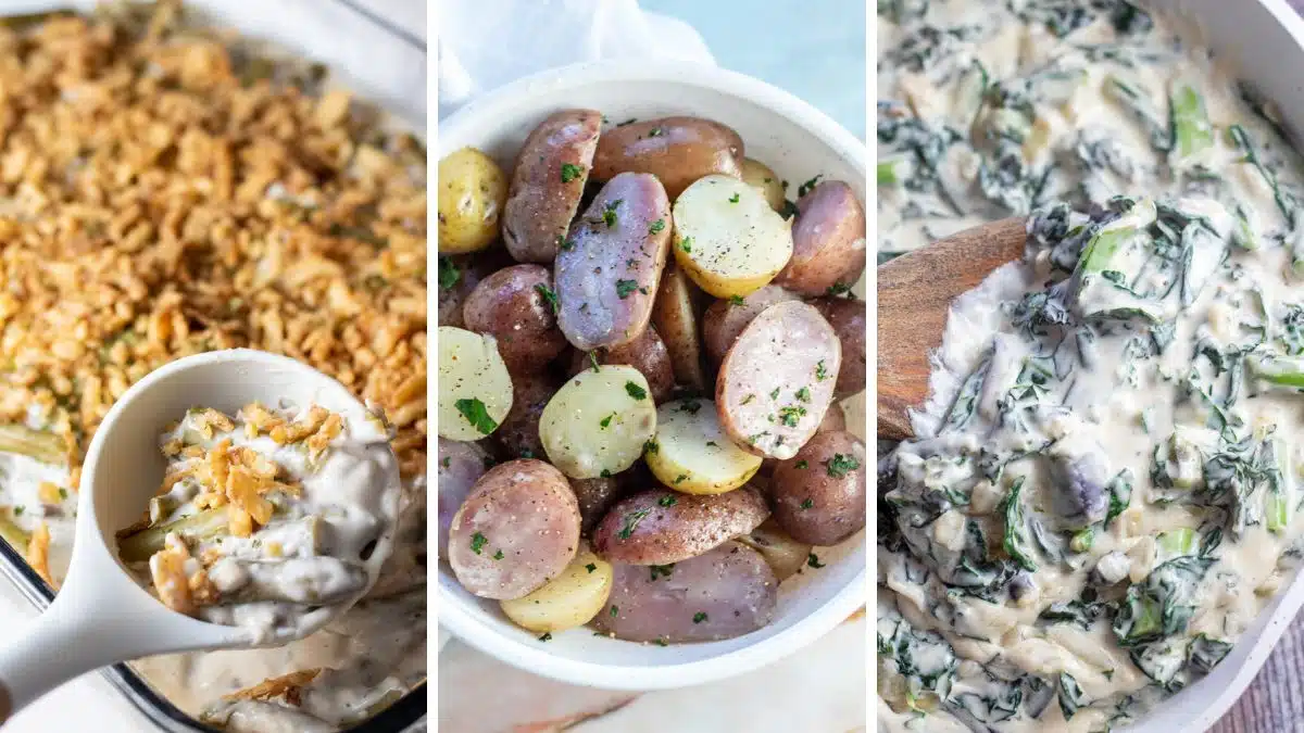 Side dishes to serve with a pot roast for a delicious, satisfying meal like boiled potatoes, green bean casserole, or creamed spinach.