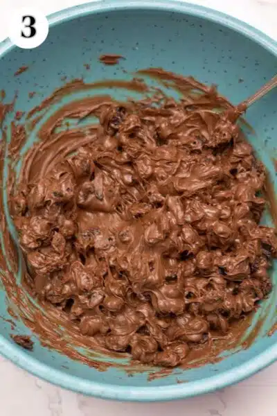 Process image 3 showing added raisins mixed with chocolate.