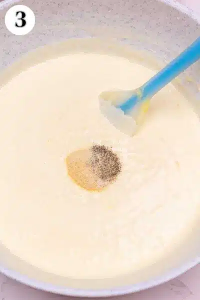 Process image 3 showing combined soup mix and milk with added seasoning.