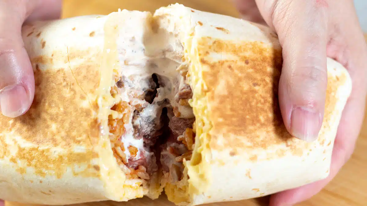 Wide pulled image of prime rib quesaritos.