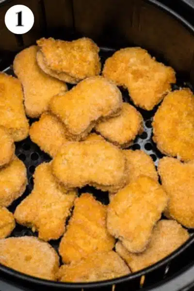 Process image 1 showing nuggets in air fryer.