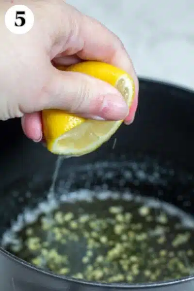 Process photo 5 showing squeezing lemon juice into butter.