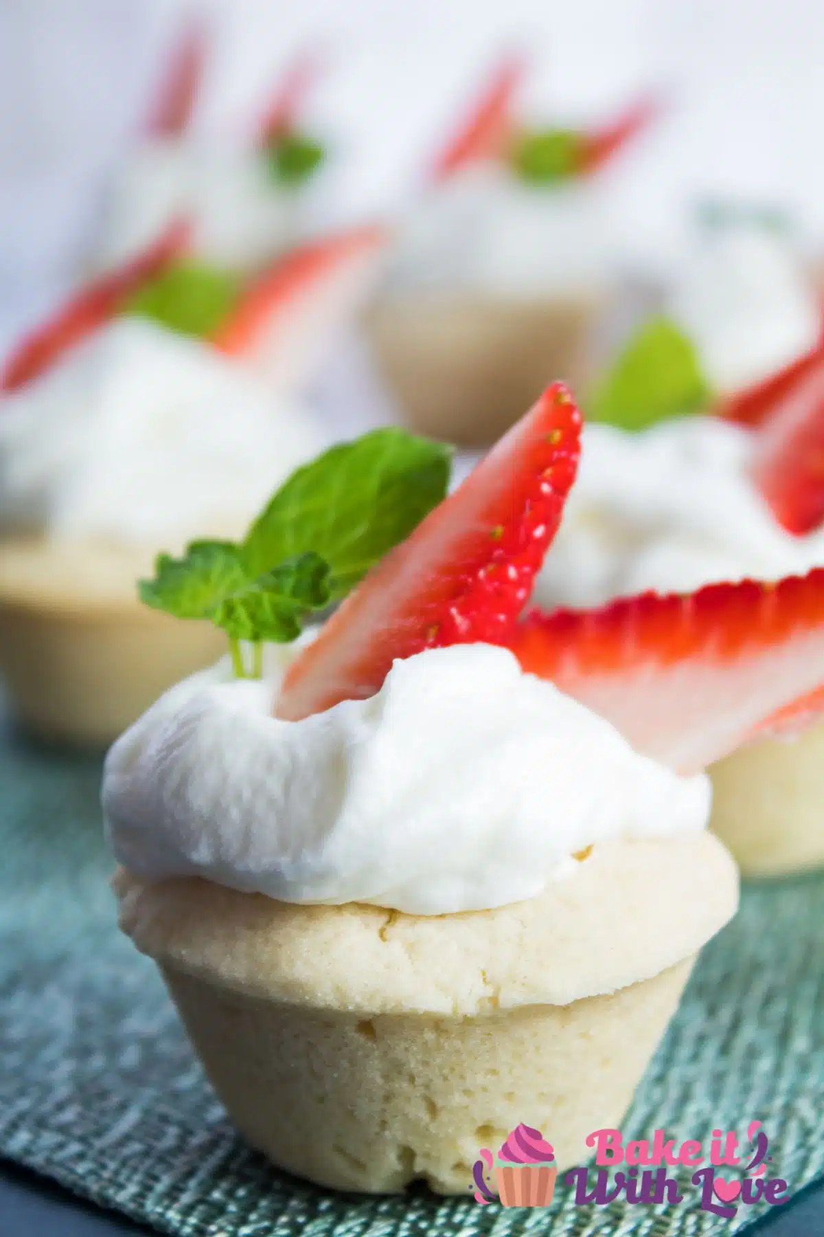 Tall image of strawberry shortcake cookie cups.