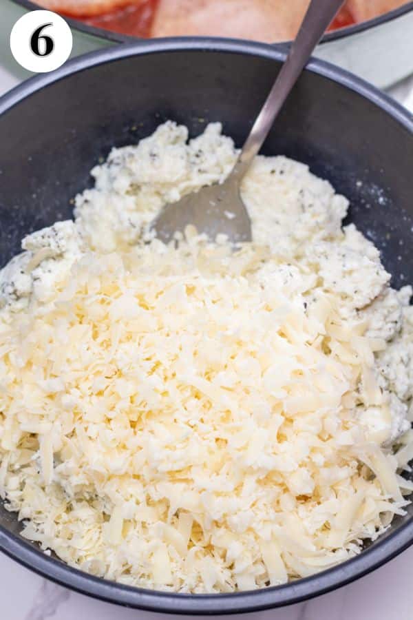 Baked ricotta chicken process photo 6 add shredded mozzarella once the ricotta is combined.