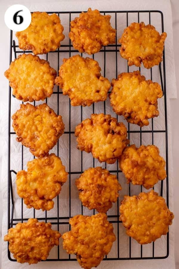 Process image 6 showing fried corn fritters.