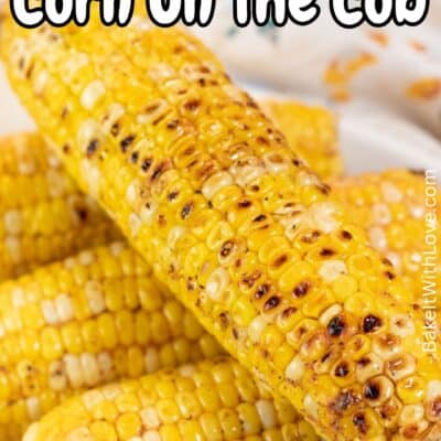 Pin image with text of grilled corn on the cob.