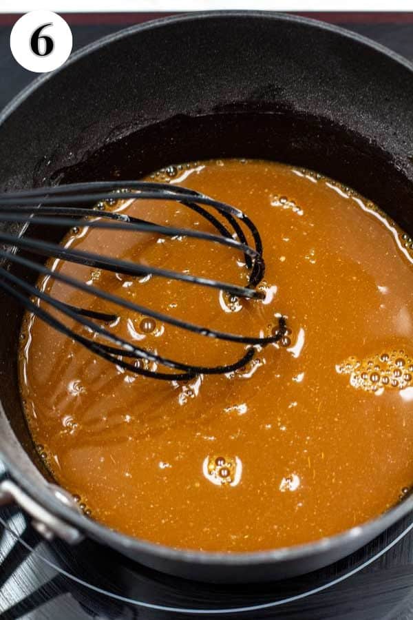 Process image 6 showing cooking the teriyaki sauce.