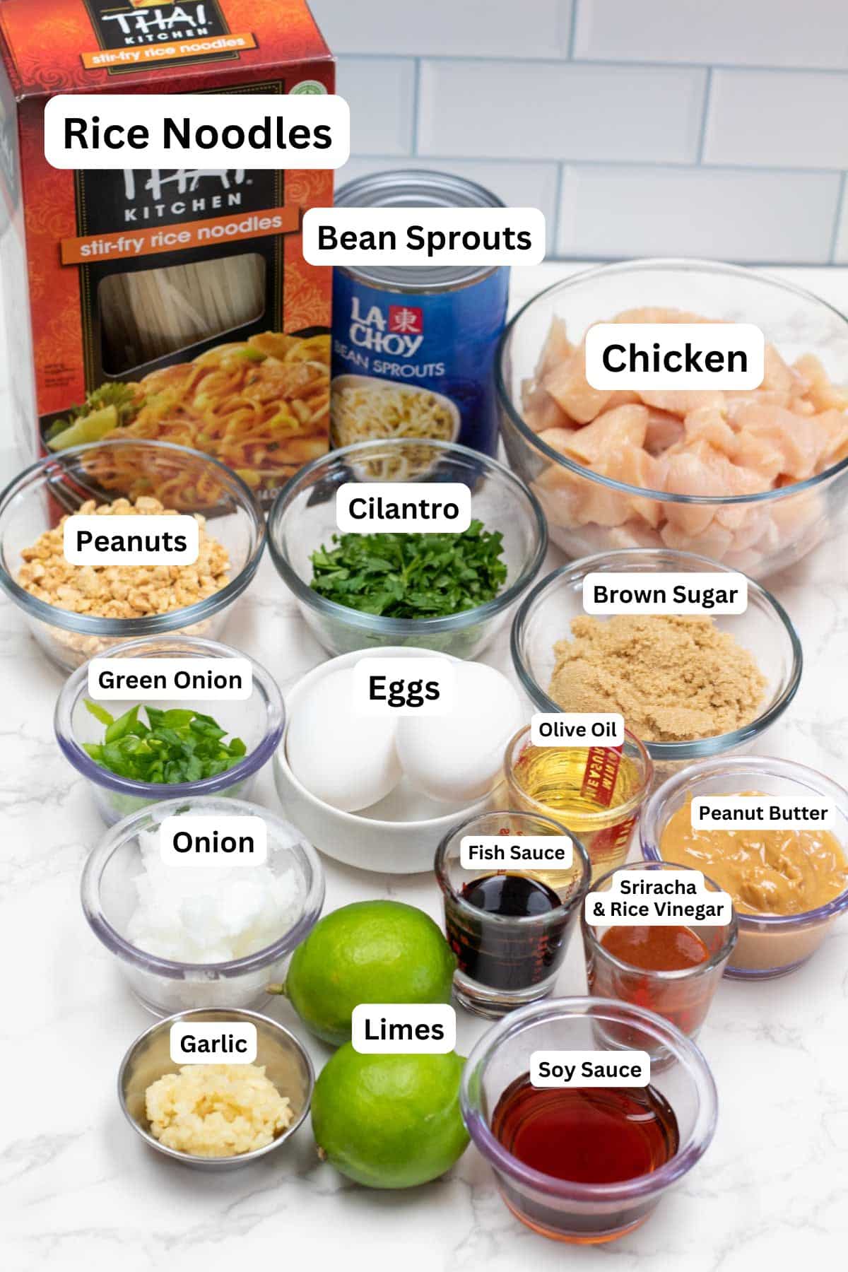 Labeled ingredient image for pad thai.