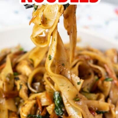 Pin image with text showing drunken noodles.