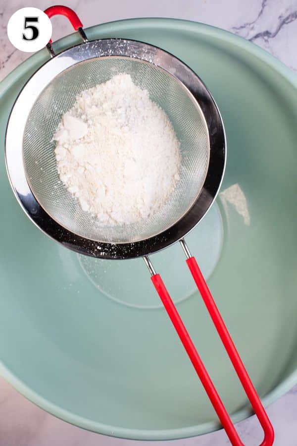 Lemon macarons process photo 5 sift the combined dry ingredients into a clean bowl and set aside.