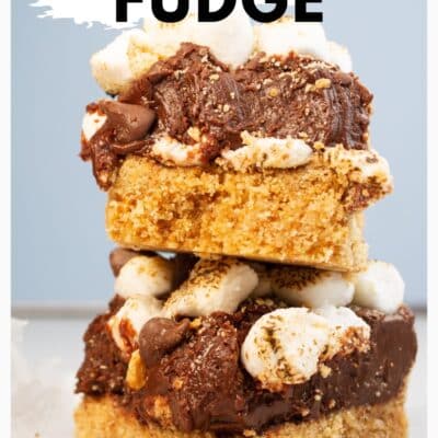 Best s'mores fudge recipe pin with text title header.