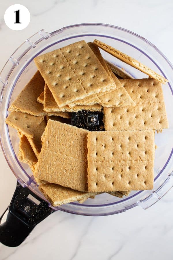 S'mores fudge process photo 1 add the graham crackers to a food processor.