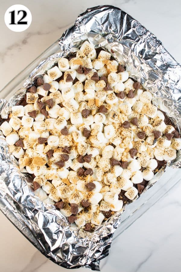 S'mores fudge process photo 12 sprinkle more chocolate chips over the toasted marshmallow topping.