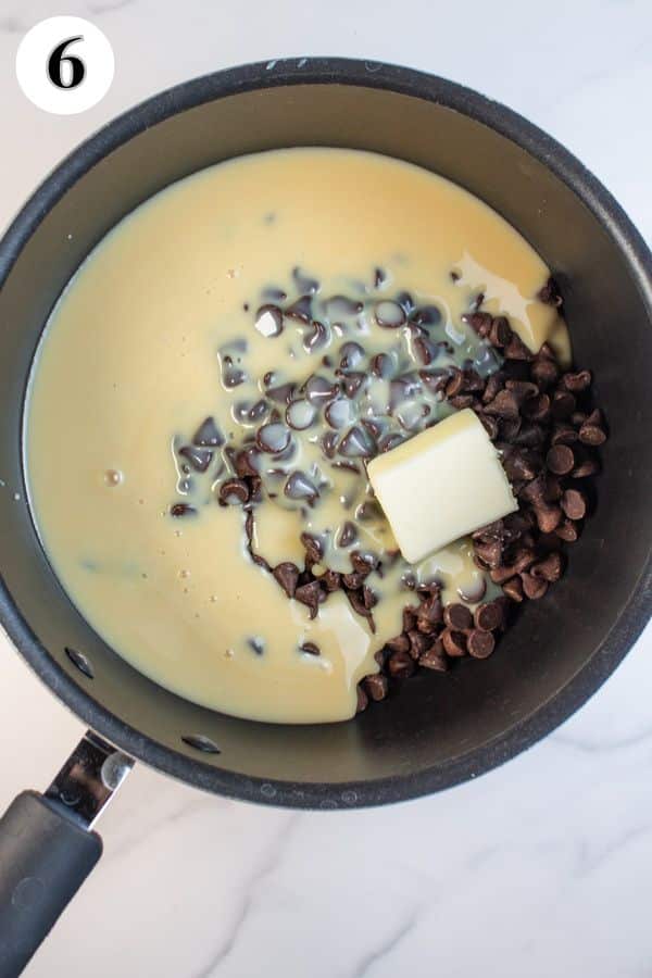 S'mores fudge process photo 6 add fudge ingredients to a saucepan.