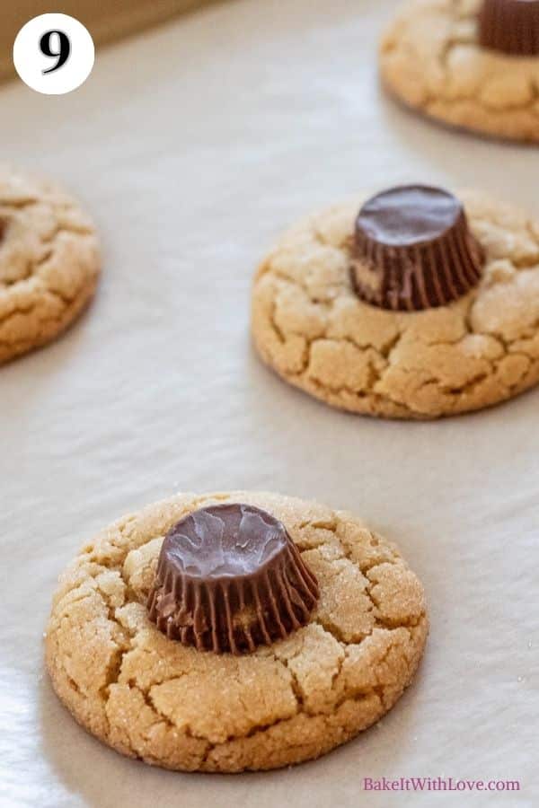 Halloween peanut butter cup spider cookies process photo 9 add unwrapped peanut butter cups.