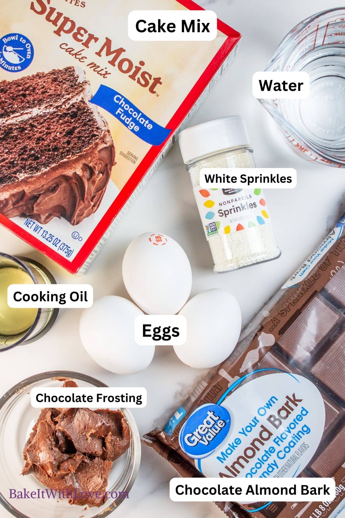 Starbucks chocolate cake pops ingredients read to mix and labeled.