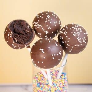 Tasty Starbucks chocolate cake pops are easy to make at home like these 4 cake pops in a jar.