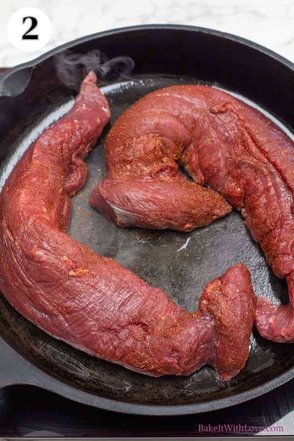 Venison tenderloin roast process photo 2 sear the tenderloins over medium-high heat.