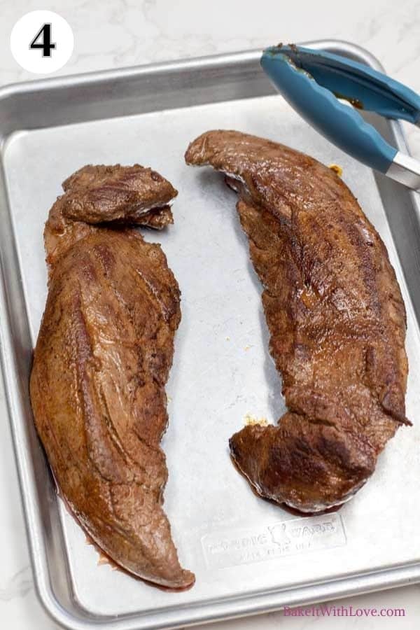 Venison tenderloin roast process photo 4 resting the roasted venison tenderloins.