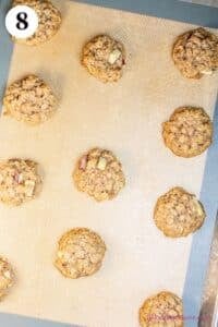 Apple oatmeal cookies process image 8 showing the baked cookies on the baking sheet.