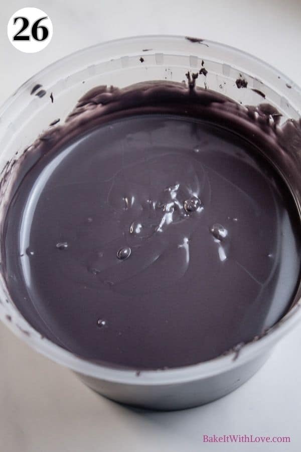 Halloween cake pops process photo 26 make the witch's bubbling cauldron starting with melting black chocolate.