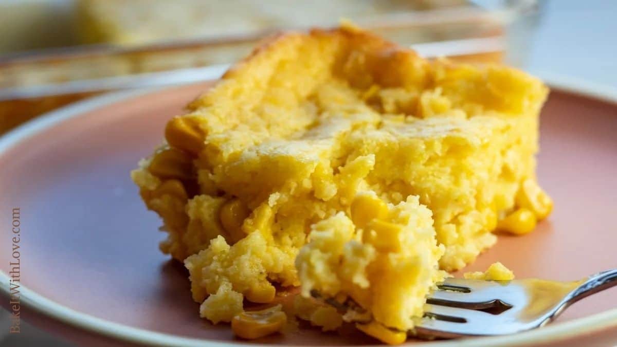 Jiffy corn casserole side image.