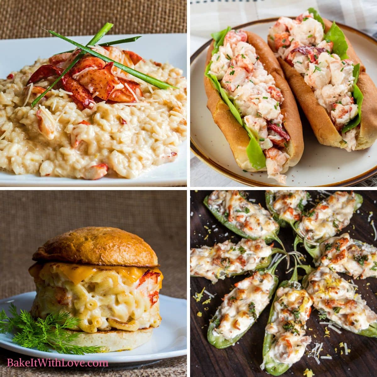 Best leftover lobster recipes page image featuring four favorite dishes in a square collage.