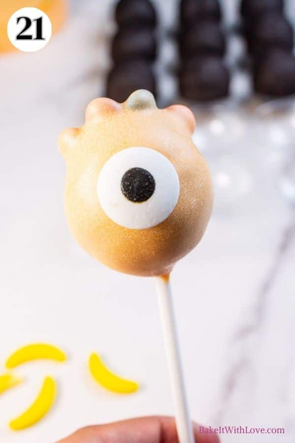 Monster cake pops process photo 21 make the orange big-eyed monster by adding a large candy eyeball.