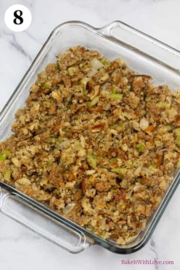 Process image 7 showing easy stuffing in glass baking dish.