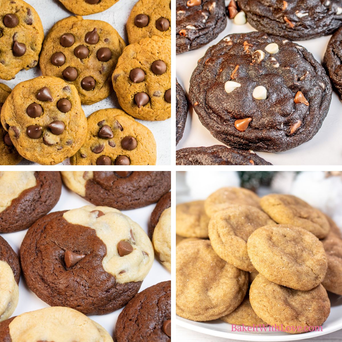 How to freeze baked cookies square image showing four separate cookie photos.