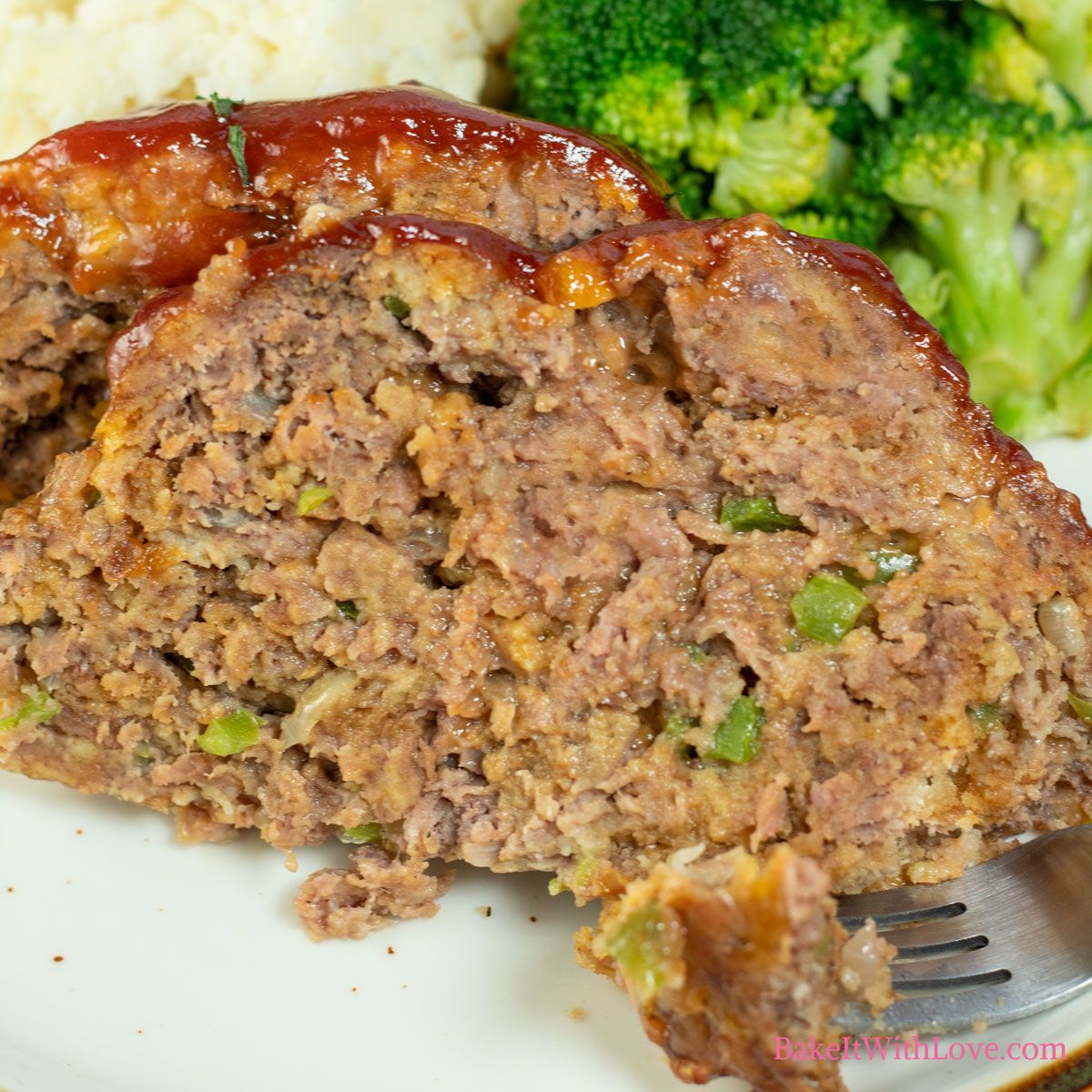 Square image of cracker barrel meatloaf copycat recipe.