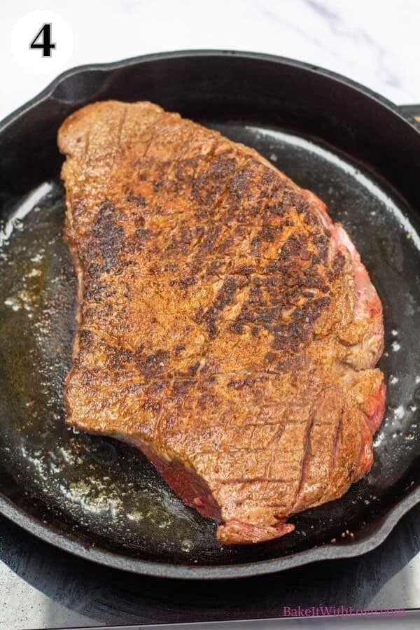 Process image 4 showing searing corned beef.