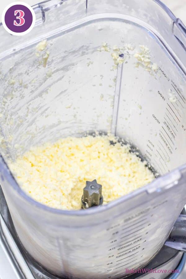 Tropical fruit scones prep step 3 use a box grater or food processor to grate the frozen butter.